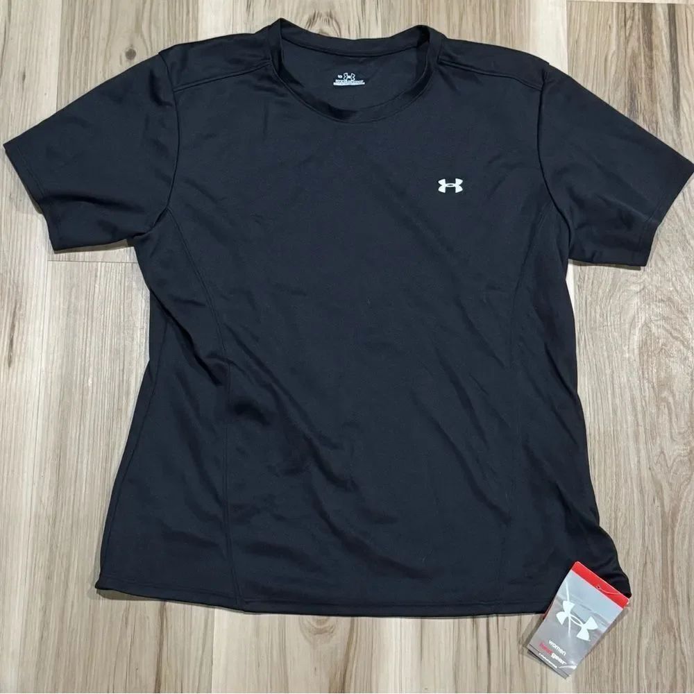 NEW Under Armour Heat Gear Black Short Sleeve Shirt Women’s Large